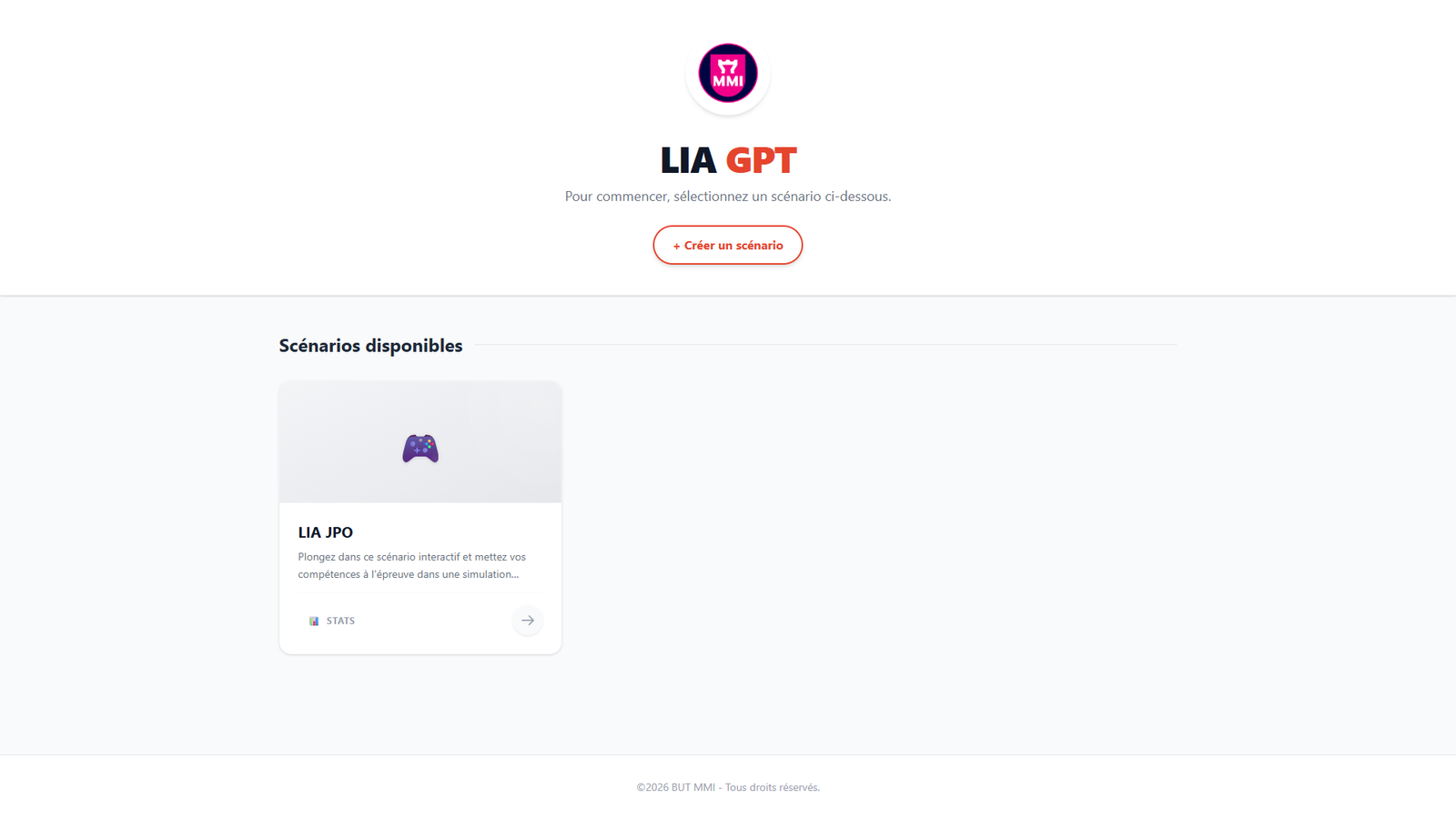 Screenshot de la plateforme LIA GPT